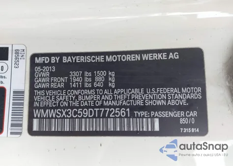 2013 Mini Coupe Cooper S z USA, uszkodzony, nr VIN WMWSX3C59DT772561